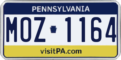 PA license plate MOZ1164