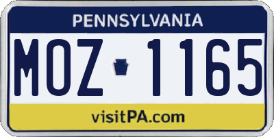 PA license plate MOZ1165
