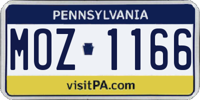PA license plate MOZ1166