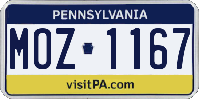 PA license plate MOZ1167