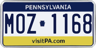 PA license plate MOZ1168