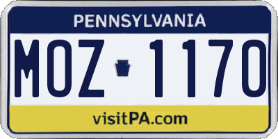 PA license plate MOZ1170
