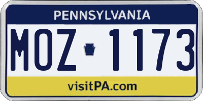PA license plate MOZ1173