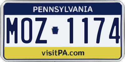 PA license plate MOZ1174