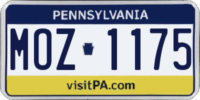 PA license plate MOZ1175