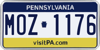 PA license plate MOZ1176