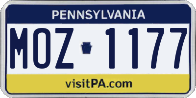 PA license plate MOZ1177