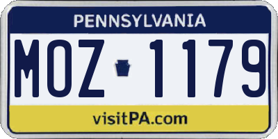PA license plate MOZ1179