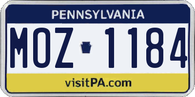 PA license plate MOZ1184