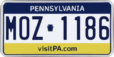 PA license plate MOZ1186