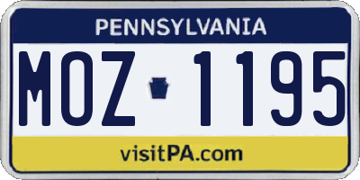 PA license plate MOZ1195