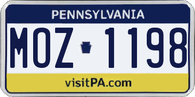 PA license plate MOZ1198