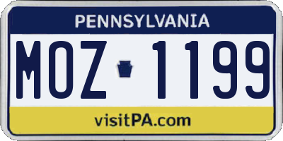 PA license plate MOZ1199
