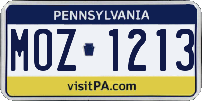 PA license plate MOZ1213
