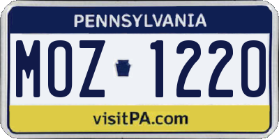 PA license plate MOZ1220