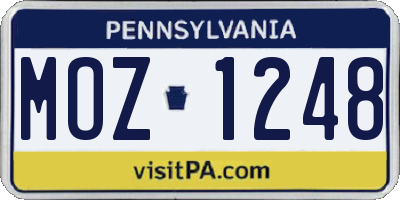 PA license plate MOZ1248