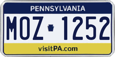 PA license plate MOZ1252