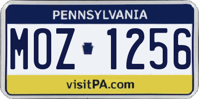 PA license plate MOZ1256