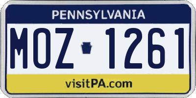 PA license plate MOZ1261