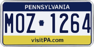 PA license plate MOZ1264