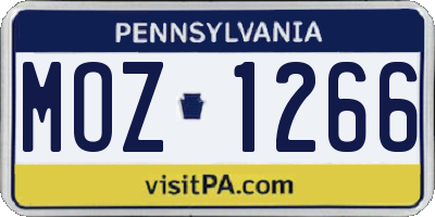 PA license plate MOZ1266