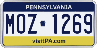 PA license plate MOZ1269