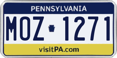 PA license plate MOZ1271