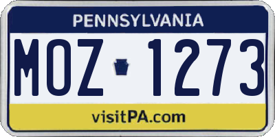 PA license plate MOZ1273