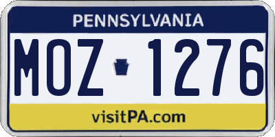 PA license plate MOZ1276