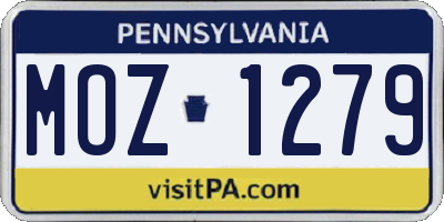 PA license plate MOZ1279