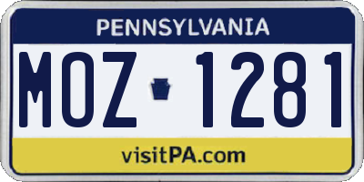 PA license plate MOZ1281