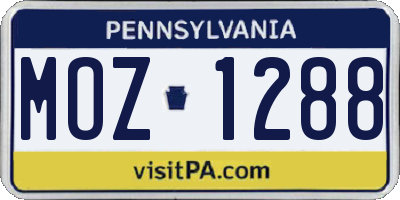 PA license plate MOZ1288