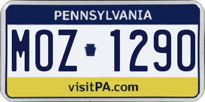 PA license plate MOZ1290