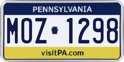 PA license plate MOZ1298