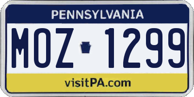 PA license plate MOZ1299
