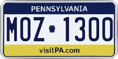 PA license plate MOZ1300