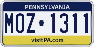 PA license plate MOZ1311