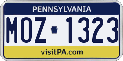 PA license plate MOZ1323