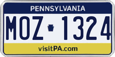 PA license plate MOZ1324