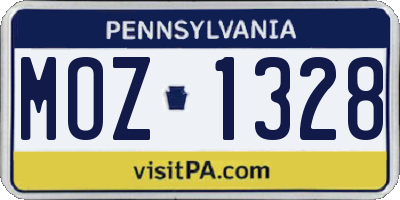 PA license plate MOZ1328