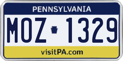 PA license plate MOZ1329