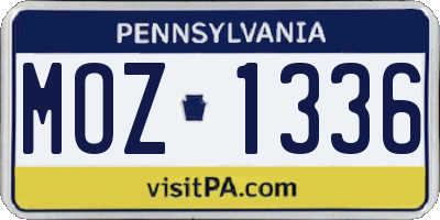 PA license plate MOZ1336