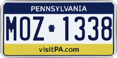 PA license plate MOZ1338