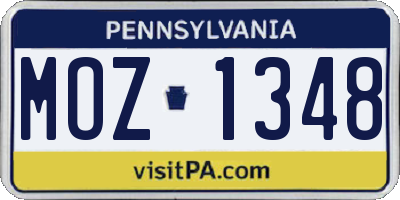 PA license plate MOZ1348