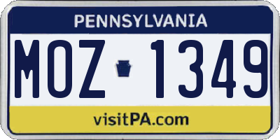 PA license plate MOZ1349
