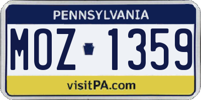 PA license plate MOZ1359