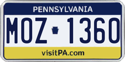 PA license plate MOZ1360