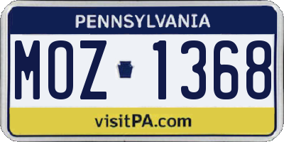 PA license plate MOZ1368