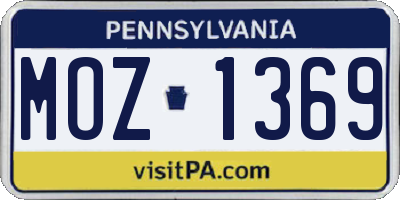 PA license plate MOZ1369