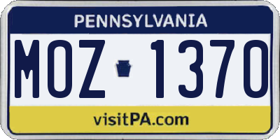PA license plate MOZ1370